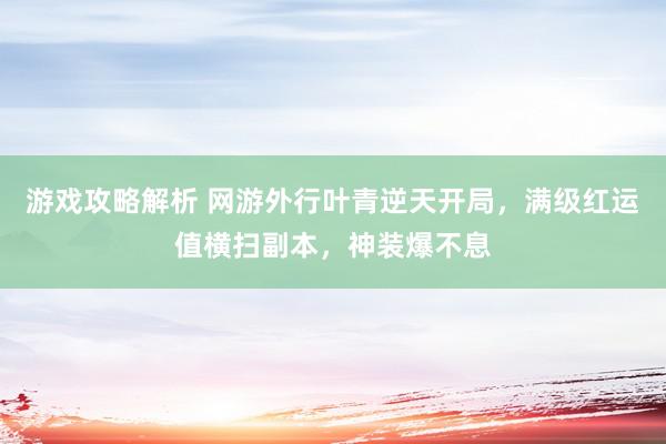 游戏攻略解析 网游外行叶青逆天开局，满级红运值横扫副本，神装爆不息