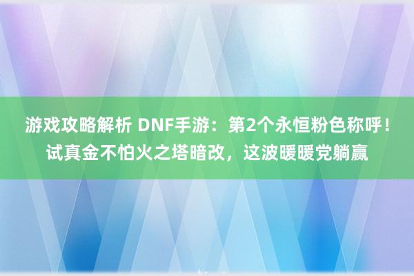 游戏攻略解析 DNF手游：第2个永恒粉色称呼！试真金不怕火之塔暗改，这波暖暖党躺赢