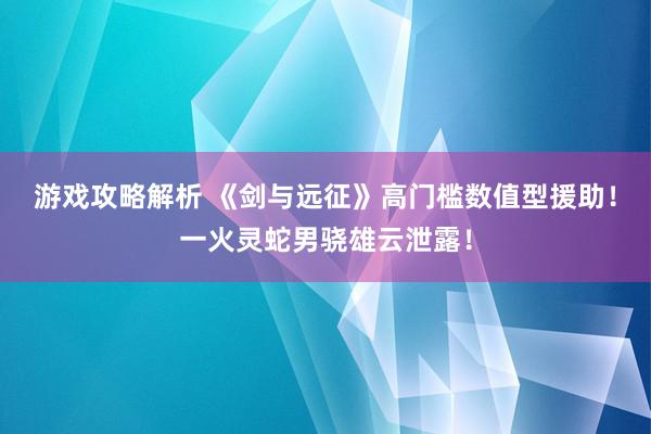 游戏攻略解析 《剑与远征》高门槛数值型援助！一火灵蛇男骁雄云泄露！