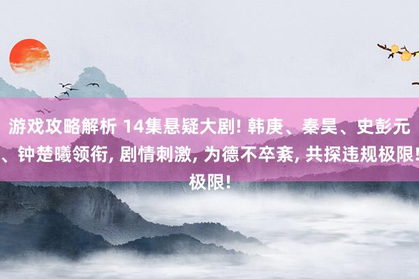 游戏攻略解析 14集悬疑大剧! 韩庚、秦昊、史彭元、钟楚曦领衔, 剧情刺激, 为德不卒紊, 共探违规极限!