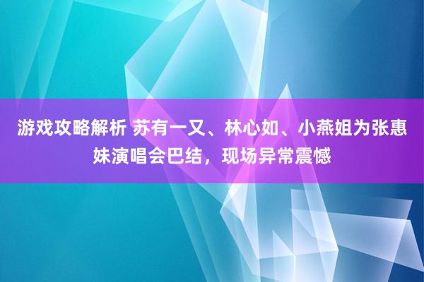 游戏攻略解析 苏有一又、林心如、小燕姐为张惠妹演唱会巴结，现场异常震憾