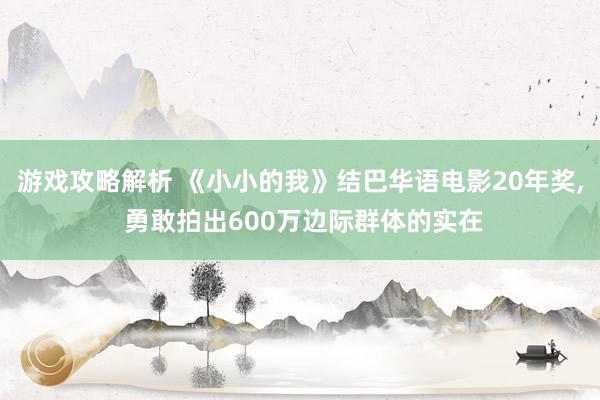 游戏攻略解析 《小小的我》结巴华语电影20年奖, 勇敢拍出600万边际群体的实在