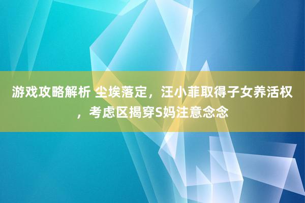 游戏攻略解析 尘埃落定，汪小菲取得子女养活权，考虑区揭穿S妈注意念念