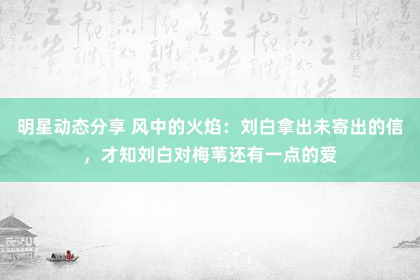 明星动态分享 风中的火焰：刘白拿出未寄出的信，才知刘白对梅苇还有一点的爱