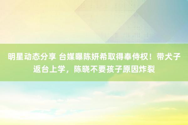 明星动态分享 台媒曝陈妍希取得奉侍权！带犬子返台上学，陈晓不要孩子原因炸裂