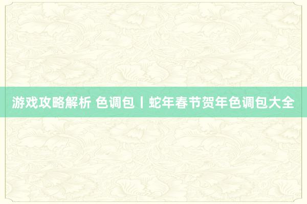 游戏攻略解析 色调包丨蛇年春节贺年色调包大全